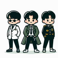 Korean oppa cartoon vector illustration