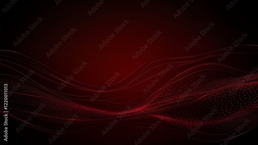 Poster abstract red particle wave digital background design