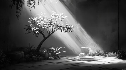 Dramatic Light and Shadows in Textured Illustration