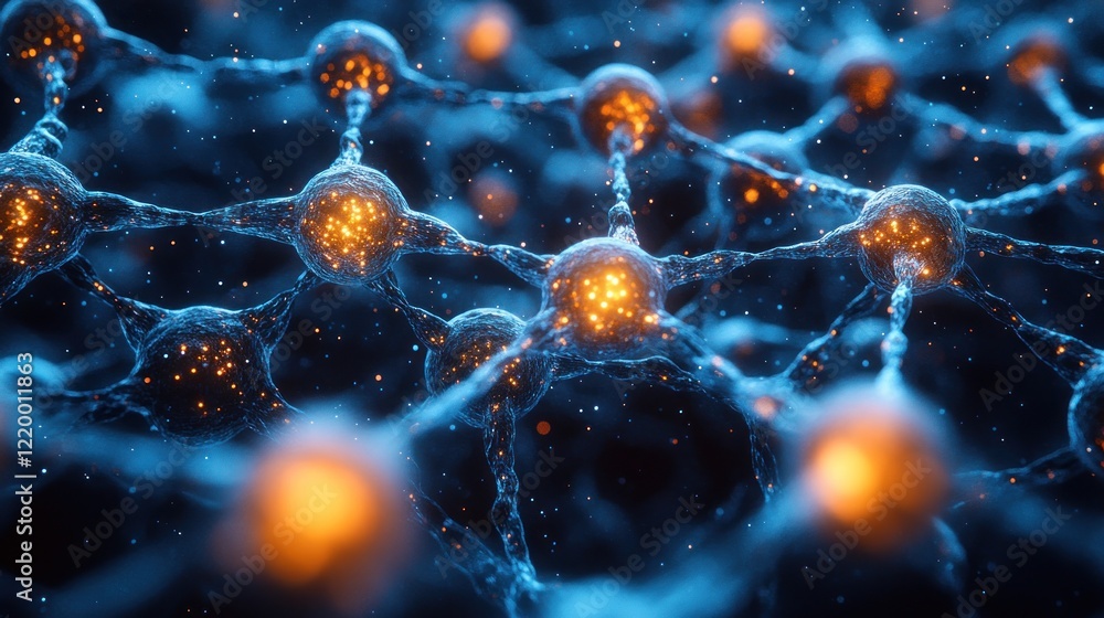 Poster microscopic neural network: a 3d visualization of interconnected neurons