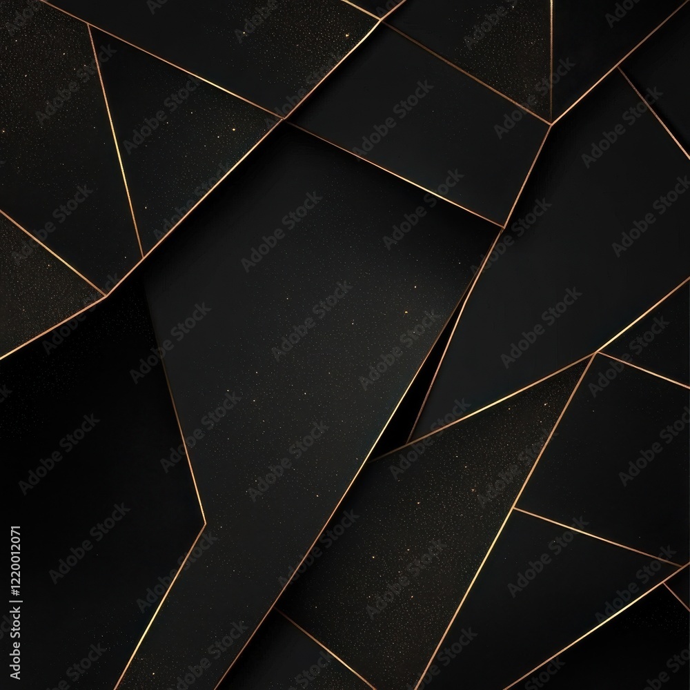 Sticker Elegant Geometric Polygon Abstract Background with Golden Metallic Lines