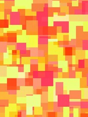 A vibrant abstract pattern of orange, yellow, and pink squares creating a lively visual effect.