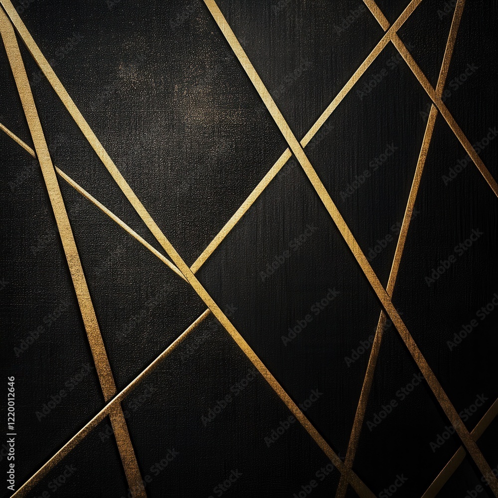 Poster elegant abstract geometric metallic golden lines intersecting patterns on dark background