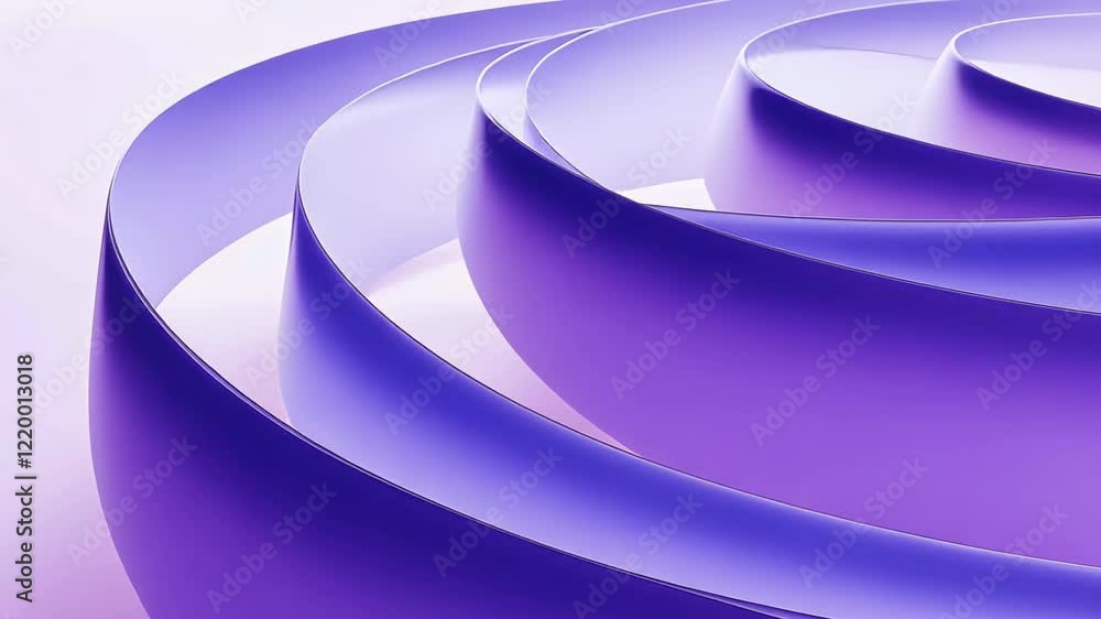 Poster beautiful flowing curves of violet ribbons create a mesmerizing visual experience in soft pastel hue