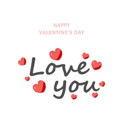 Elegant Valentine's Day Handwritten Text Banner. Greeting Card Template. Love you concept.