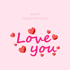 Elegant Valentine's Day Handwritten Text Banner. Greeting Card Template. Love you concept.