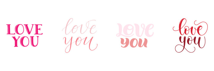 Set of Valentine's Day Calligraphy.  Elegant Happy Valentine's Design.