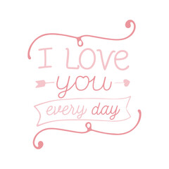 Vector Valentine's Day Postcard. Hand Lettering with Hearts.