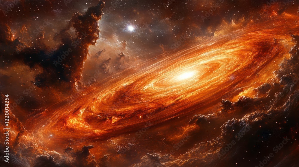 Poster dynamic imagery of a distant star system in space