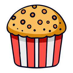 muffin cake sweet snack food flat color vector illustration template design