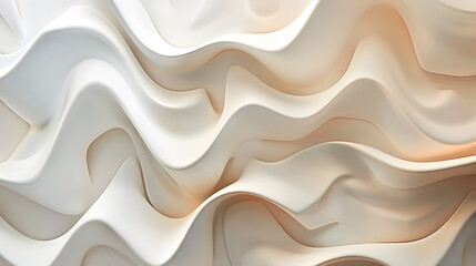 Fototapeta premium Abstract wavy texture in soft cream tones, creating a fluid and modern visual effect.