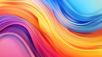 Obraz premium A vibrant abstract wave design featuring flowing colors in shades of blue, orange, and pink.