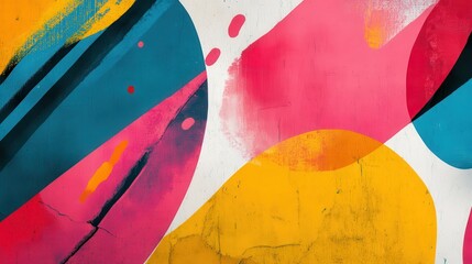 Abstract Colorful Paint Splashes on a Wall