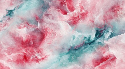 Fototapeta premium Abstract Swirling Cloudscape in Pink and Teal Hues