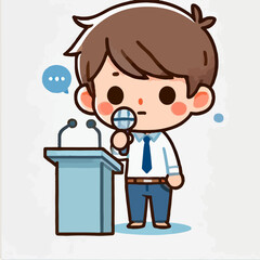 vector illustration of cartoon person giving a speech