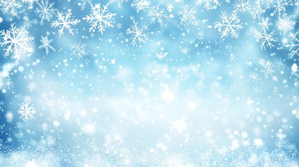 Snowflakes Falling on Icy Blue Gradient