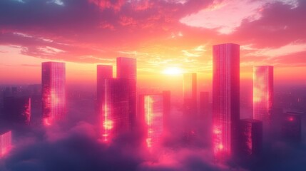 Neon Dreams - Futuristic Cityscape with Glowing Lights and Soft Lighting