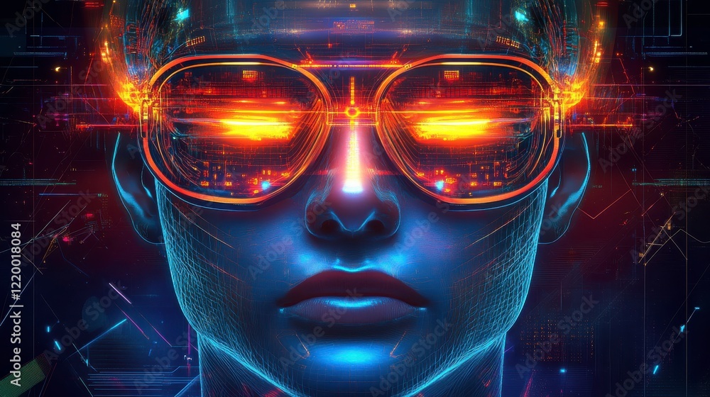 Poster futuristic circuitry in 3d embedded devices