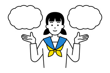 二つの選択肢を提案する女子学生