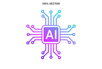AI Processor vector icon for websites and mobile minimalistic flat design. Vector template