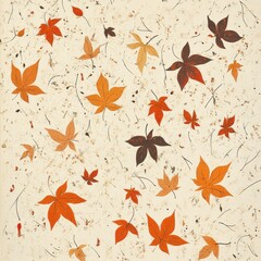 Autumnal Foliage Arrangement on Aged Paper Background