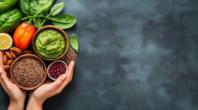 Healthy cooking action with fresh vegetables and nuts kitchen environment close-up view nutrition concept