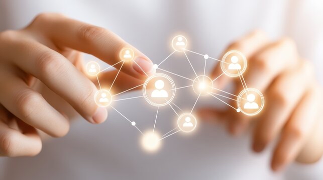 Connected hands, building strong network for growth, teamwork and collaborative success