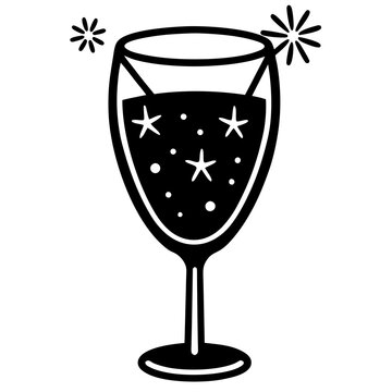 recommend clip art: Juice glass silhouette vector icon illustration, glass, juice, star on white background.