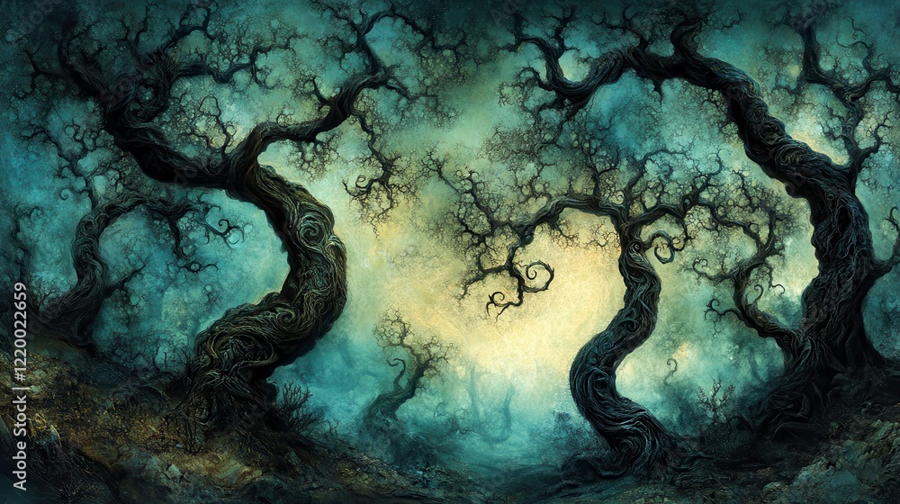 Poster magical patterns in a gentle forest light
