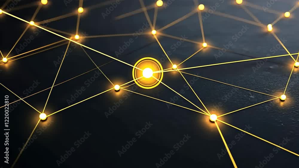 Poster illuminating connections in a digital world through glowing geometry and vibrant networks. generativ