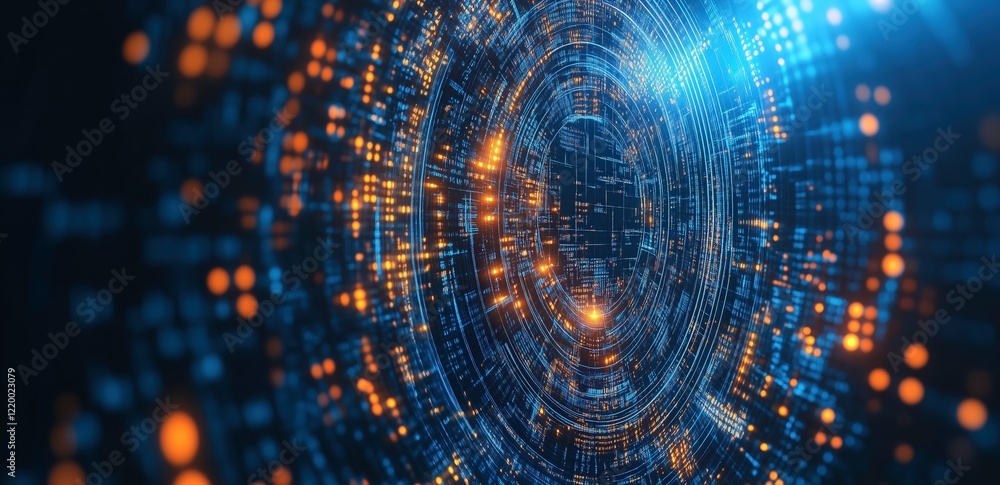 Poster digital vortex: a mesmerizing abstract illustration depicting a swirling vortex of data and code, sy