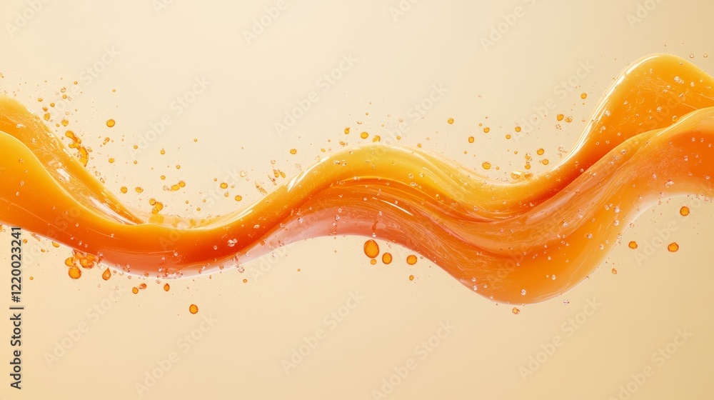 Poster fresh orange juice creating swirling wave pattern with splash effect