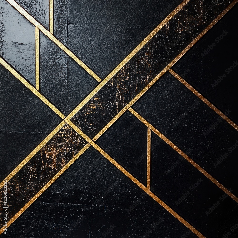Poster elegant geometric abstract with intersecting golden lines on dark background