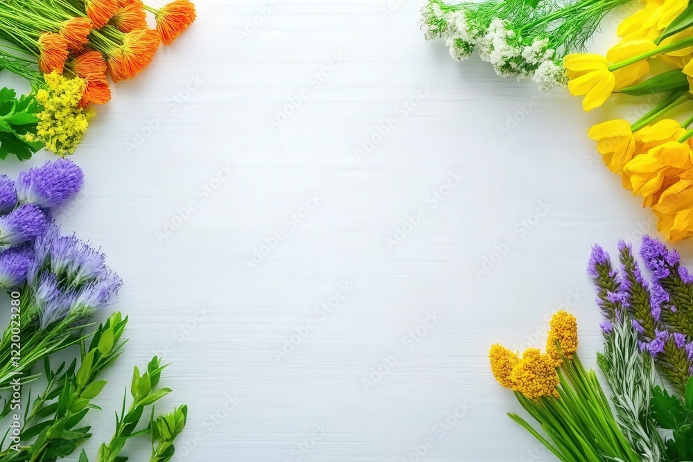 Aufkleber bunch of flowers arranged in a circle with various colors and types creating a vibrant floral displa