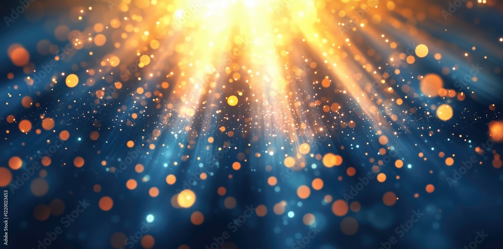 Poster golden rays of light: abstract background of radiant golden light rays emanating from a central poin