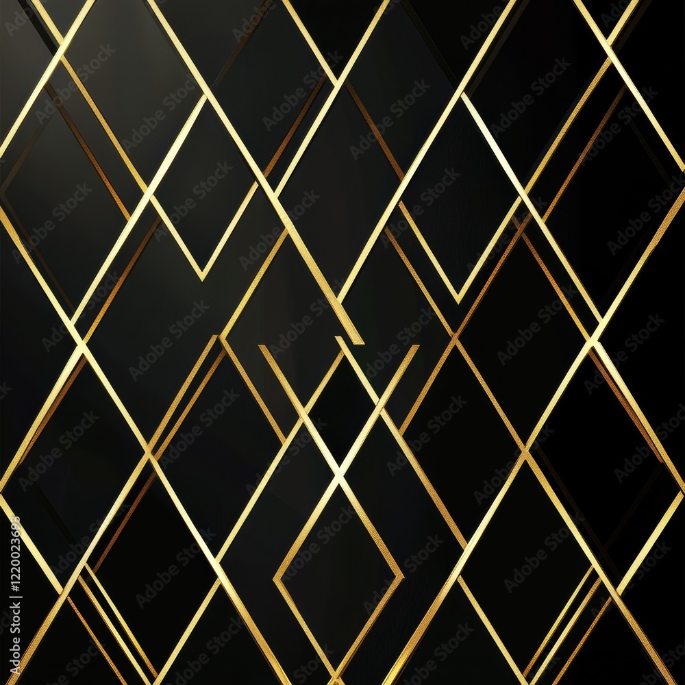 Poster elegant geometric abstract pattern with golden diagonal lines on dark background
