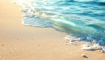 Sparkling Ocean Wave Kissing Golden Sand