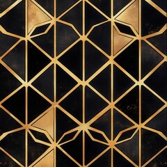 Elegant Black and Gold Geometric Abstract Mosaic Pattern Digital Backdrop