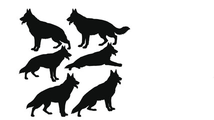 German Shepherd Silhouette vector collection with white background 