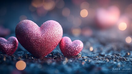 Fototapeta premium Colorful valentine's day heart balloons with copy space on vibrant background
