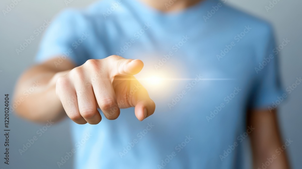 Aufkleber man pointing directly at viewer, compelling image of direct engagement and powerful communication