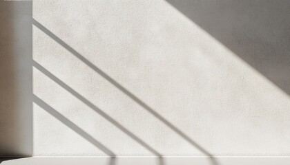 Geometric Shadow Play on Textured White Wall with Organic Light Rays