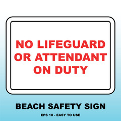 No Lifeguard Beach Flag Sign: Safety Rules Vector