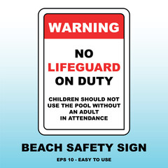 No Lifeguard Beach Signage: Safety Warning Vector Design