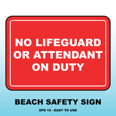 No Lifeguard Beach Flag Sign: Safety Rules Vector