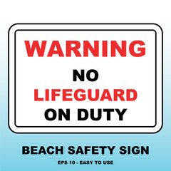 No Lifeguard Beach Flag Sign: Safety Rules Vector