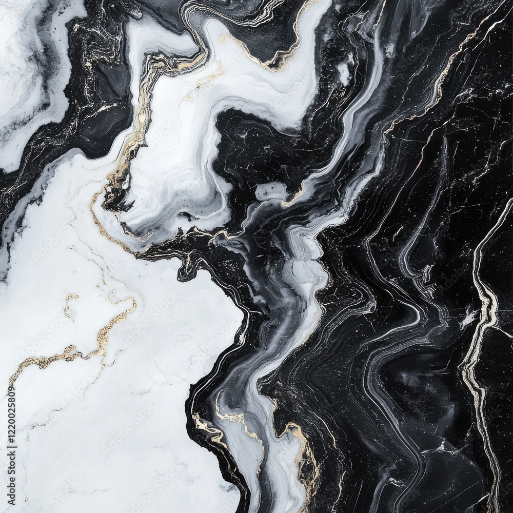 Aufkleber mesmerizing monochromatic marble texture with fluid swirls and organic patterns