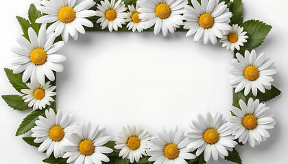 Obraz premium Daisy Flower Frame Blank Template for Greeting Cards