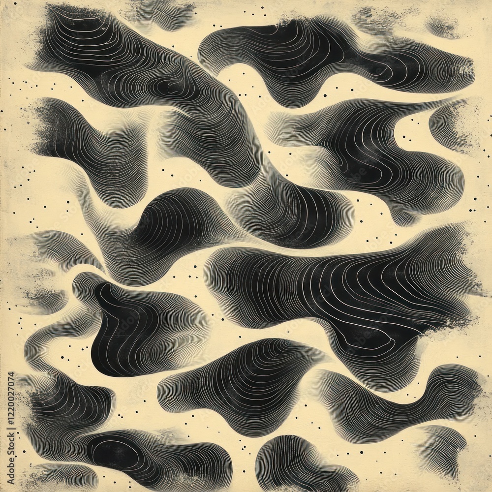 Poster monochrome abstract wavy line pattern minimalist design elegant graphic resource
