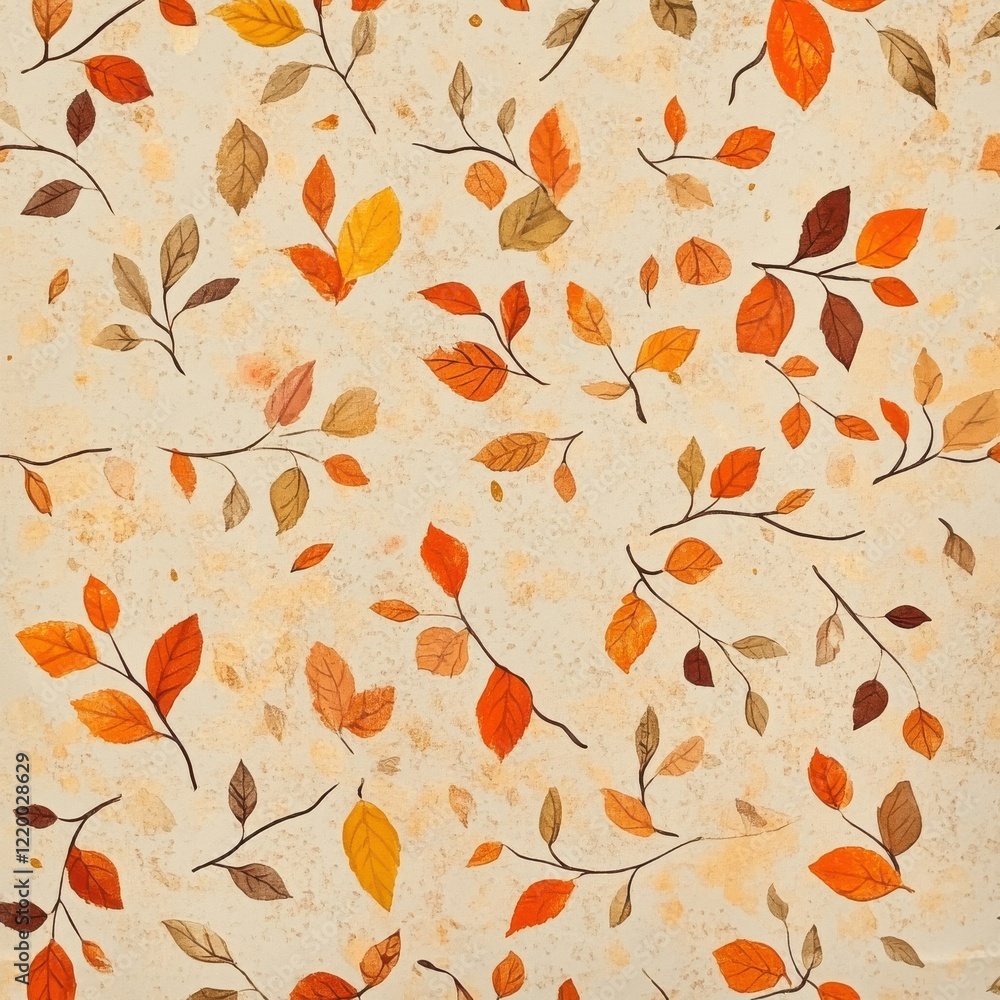 Poster vibrant autumn foliage patterns arranged on rustic backdrop